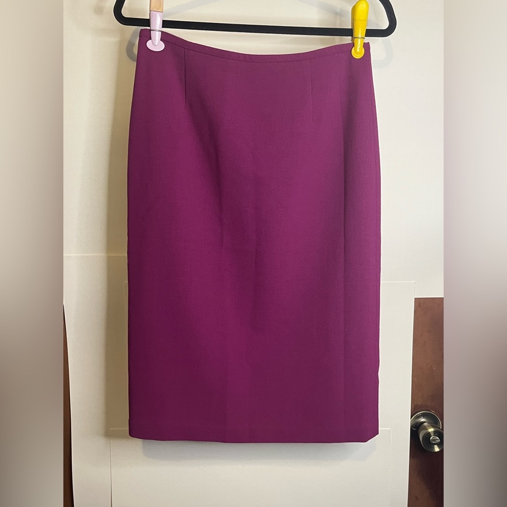 Lafayette 148 Women’s Size 4 Custom Tailored Dark Fuchsia Wool Pencil Skirt